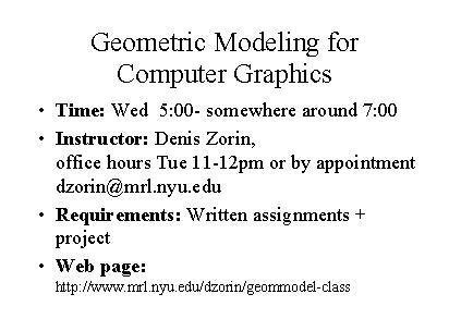 Geometric Modeling for Computer Graphics