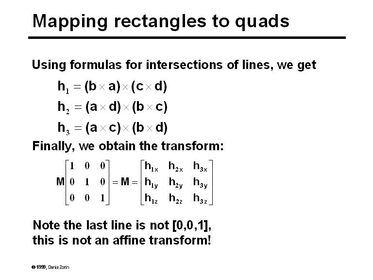 Mapping rectangles to quads